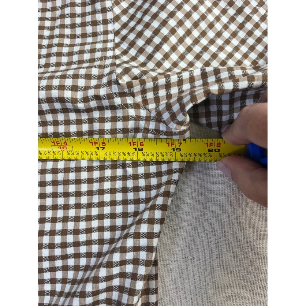 Banana Republic Grant Fit Shirt Mens Small Brown Gingham Non-Iron Cotton Stretch